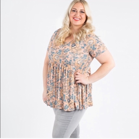 Agnes & Dora muse tunic top peach & blue - Picture 2 of 7